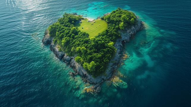 abstract heart-shaped island