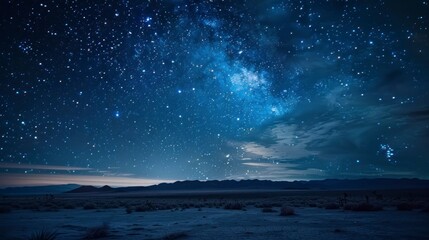 beautiful starry night in a desert with many stars
