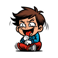 funny comic boy vector illustration. isolated on white background.