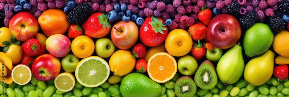 Wall mural Vegetables and fruits on a light background