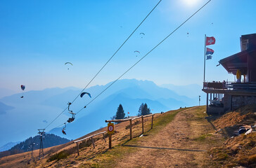 Paragliding over the Mount Cimetta, Ticino, Switzerland
