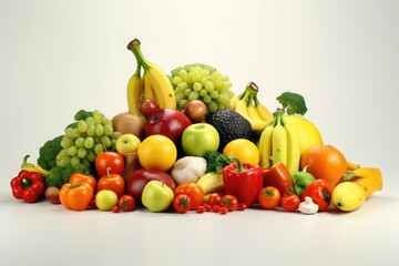 Vegetables and fruits on a light background