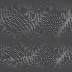 Dots wavy lines pattern. Monochrome digital lines black background. Seamless pattern stripes textured ornament for banner, business backdrop, wrapping paper, textile.
