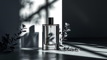 a bottle of perfume premium or luxury perfume for banner background. with generative ai - obrazy, fototapety, plakaty