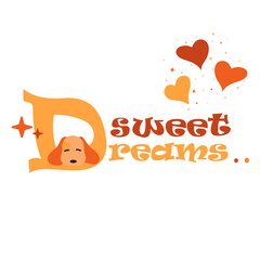 A red-haired puppy sleeps inside a large letter D.