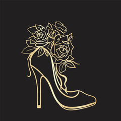 illustration of a woman shoe with rose