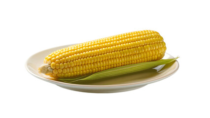 Closeup of corn on plate isolated on Transparent background.