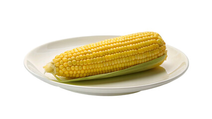 Closeup of corn on plate isolated on Transparent background.