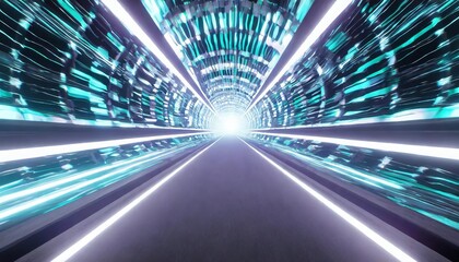 Fototapeta premium abstract futuristic speed lights tunnel time warp traveling in space background 3d rendering