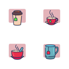 Hot drinks line icoon set. Cup of tea, hot chocolate, coffee, takeaway drink. Beverage or breakfast concept. Vector illustration symbol element for web design and apps