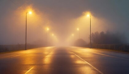 dark empty foggy street spotlight neon concrete