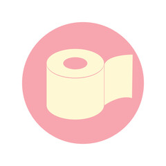 Toilet paper icon in pink circle vector illustration. Roll tissue paper.