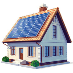 Sunny Side Up: Eco-Friendly Home Powered by Solar Panels Vector