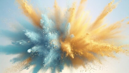 a blue powder explosion on a white background sky blue powder explosion