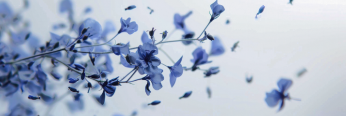 Twisting Blue Flowers in Motion