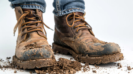 trekking shoes in the mud