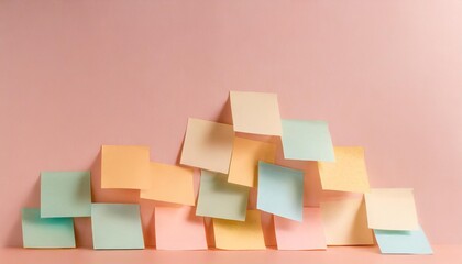 colorful sticky notes on pink background