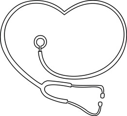 Hospital stethoscope one line art drawing