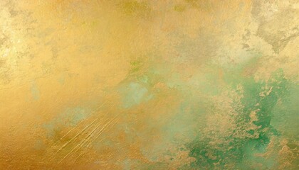 Obraz na płótnie Canvas textured golden stucco background with scratches scuffs and green stains