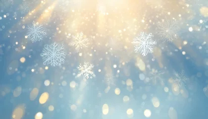 Fotobehang winter holiday background with snowflakes abstract blue blurred in motion light rays of light on blue christmas form © Heaven