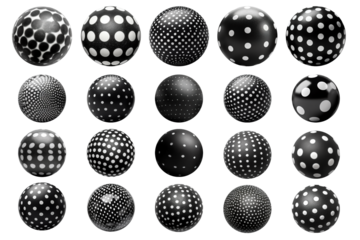 black dotted spheres isolated on transparent backgrounds