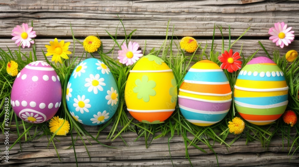 Canvas Prints Easter concept and colors. Holiday background with Easter Eggs