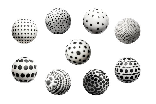 white dotted spheres isolated on transparent backgrounds