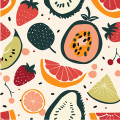 Summer fruits minimalistic seamless pattern