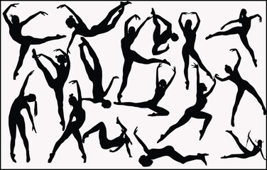 set of ballet dancers,set ofsilhouettes of ballet dancers ballerinas beauty dancing.
