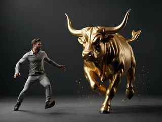 Selbstklebende Fototapeten Bull statue, bull market, chasing the bull market © Roselita