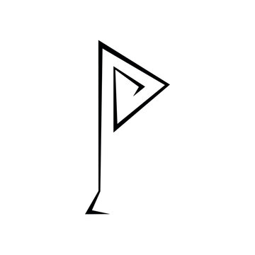 Black P letter logo with triangles. Nested triangle. Vector abstract logo design template.