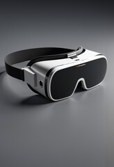 3d render of VR glasses on a gray background with shadow.