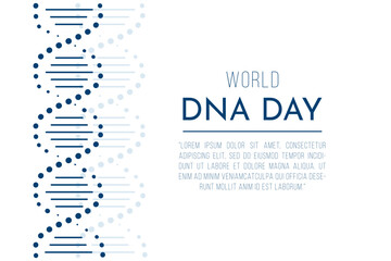 National DNA Day is April 25. Poster, banner with a picture of a DNA double helix and text. Flat vector illustration