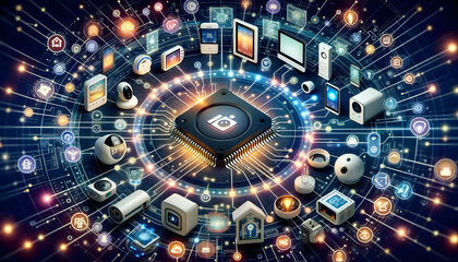 Collection Of Smart Home Devices, Illustrating The Concept Of The Internet Of Things