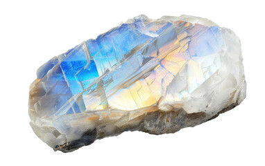 Glowing Rainbow Moonstone isolated on transparent Background