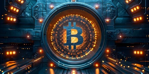Unlocking the High-Tech Vault: Revealing Cryptocurrency Security and Investment. Concept Cryptocurrency Security, Investment Strategies, High-Tech Vault, Bitcoin, Blockchain Technology