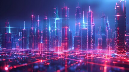 Fototapeta premium Abstract background of futuristic line on smart city, communication, internet network and digital connection concept.