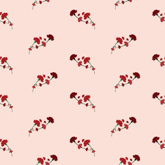 Carnation seamless pattern. Beautiful stylized carnations seamless pattern, elegant floral repeating background. Elegant template for fashion prints. Floral seamless texture.