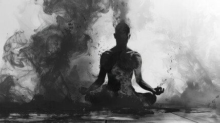 Obraz premium Unic Silhouette in Meditative Pose