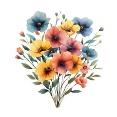 cute flowers bouquet vector illustration in watercolour style
