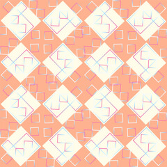 Seamless vector pattern with checkerboards and geometric shapes, gradient squares
