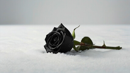 black rose with water drop placed on the white background abstract nature beauty