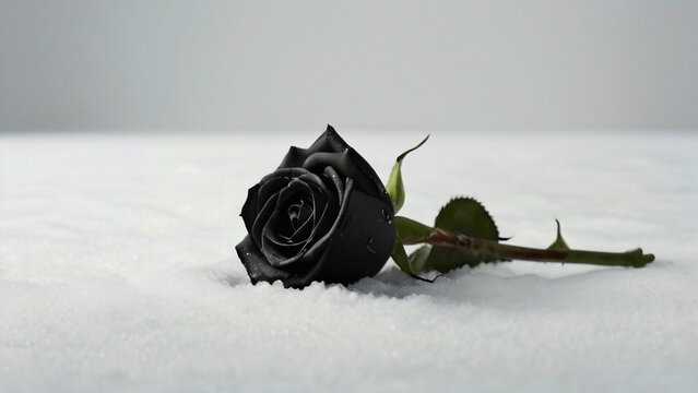 black rose with water drop placed on the white background abstract nature beauty 