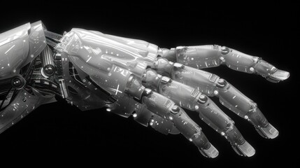 Unic Robotic Hand on Black Background