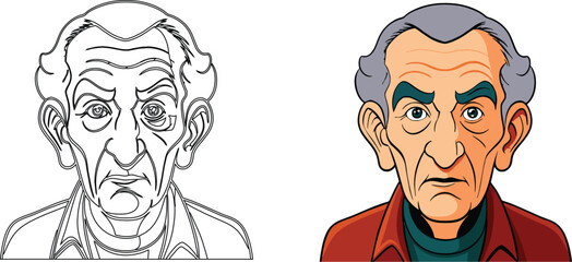 Close-up portrait of an elderly man's face-