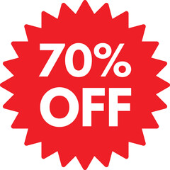 70 off sale label symbol . 70 discount offer price sign . Vector illustration
