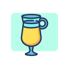 Glass of hot drink thin line icon. Tea, coffee, cocktail outline sign. Breakfast drink or cafe concept. Vector illustration symbol element for web design and apps