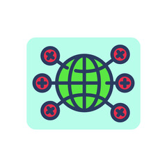 Global network thin line icon. Globe, planet, connection. Computer technology concept. Vector illustration symbol element for web design and apps
