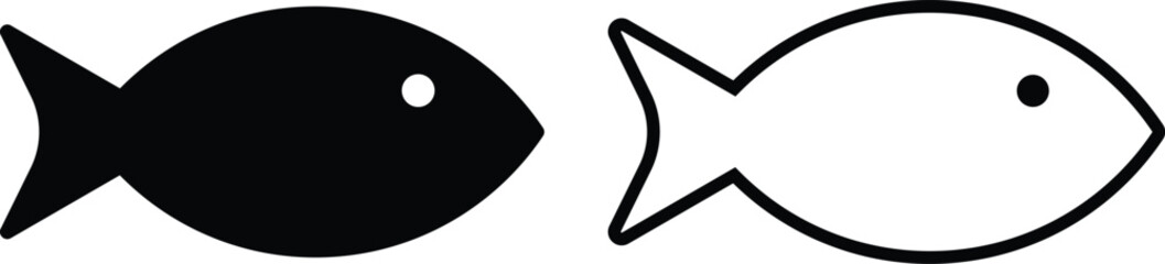 Fototapeta na wymiar Fish icon set in two styles isolated on white background . Vector illustration