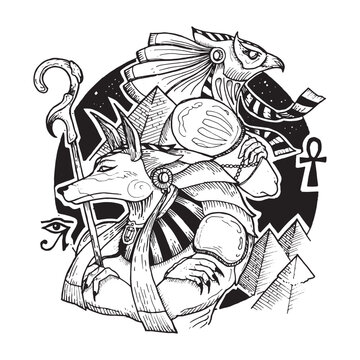 Horus and Anubis Gods of Ancient Egypt